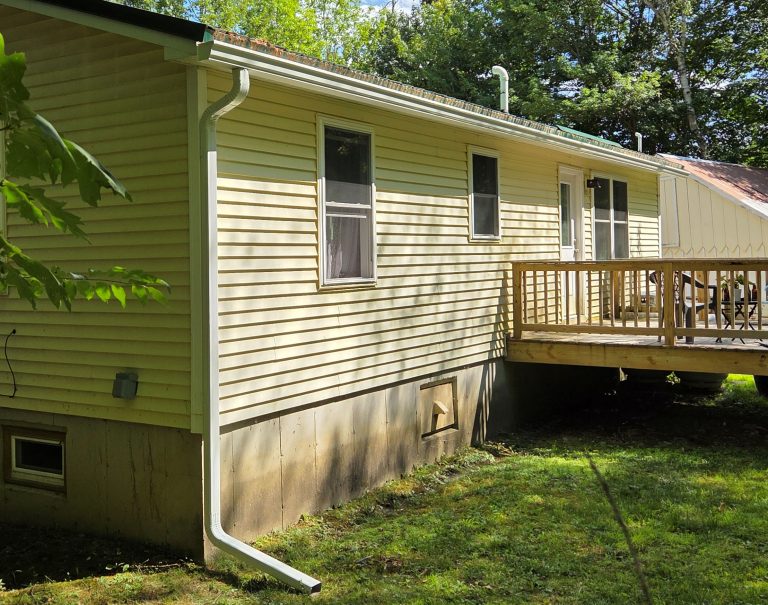 rain gutter protecting a deck